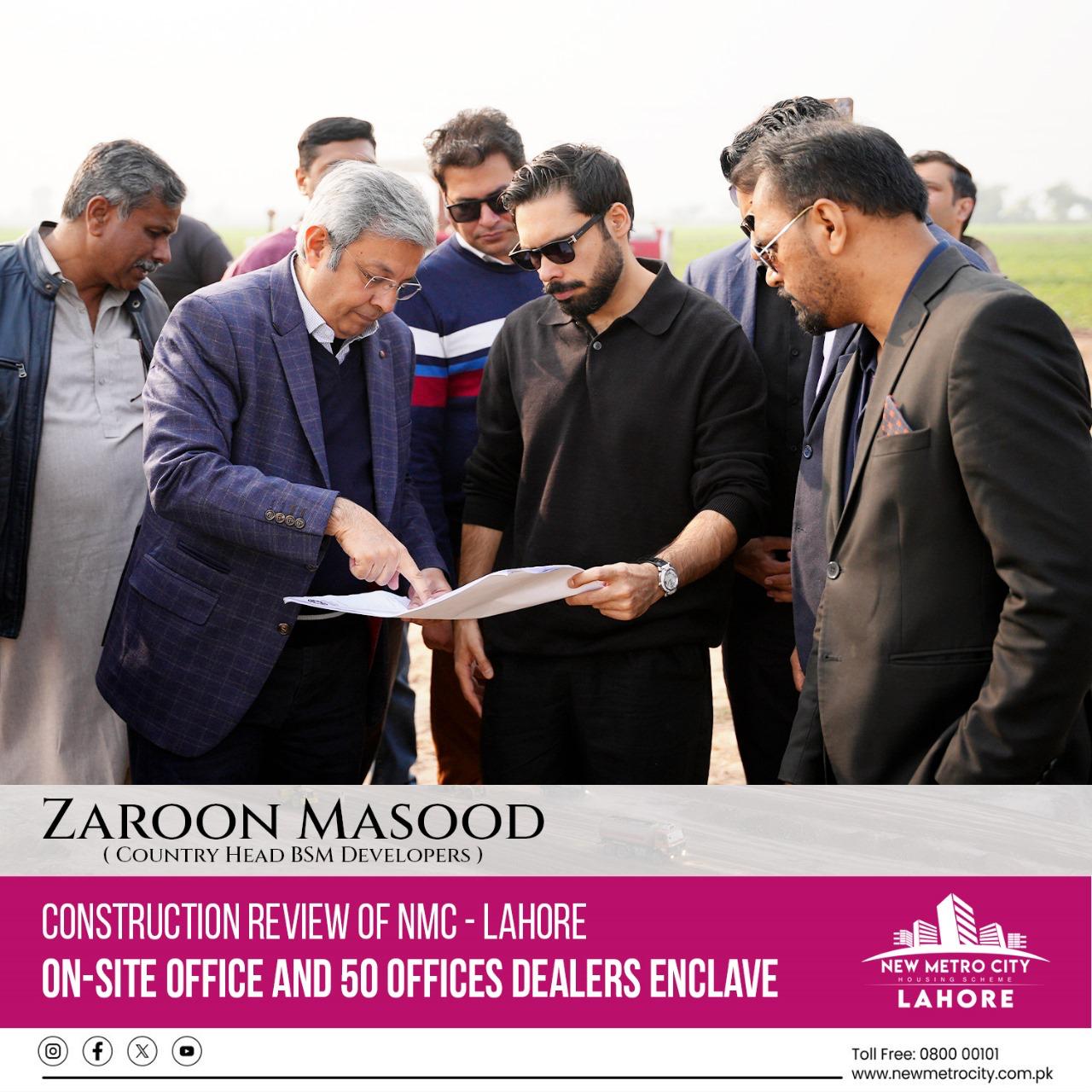 New Metro City Lahore for Progress Review of On-Site Office and 50 Offices Dealers Enclave