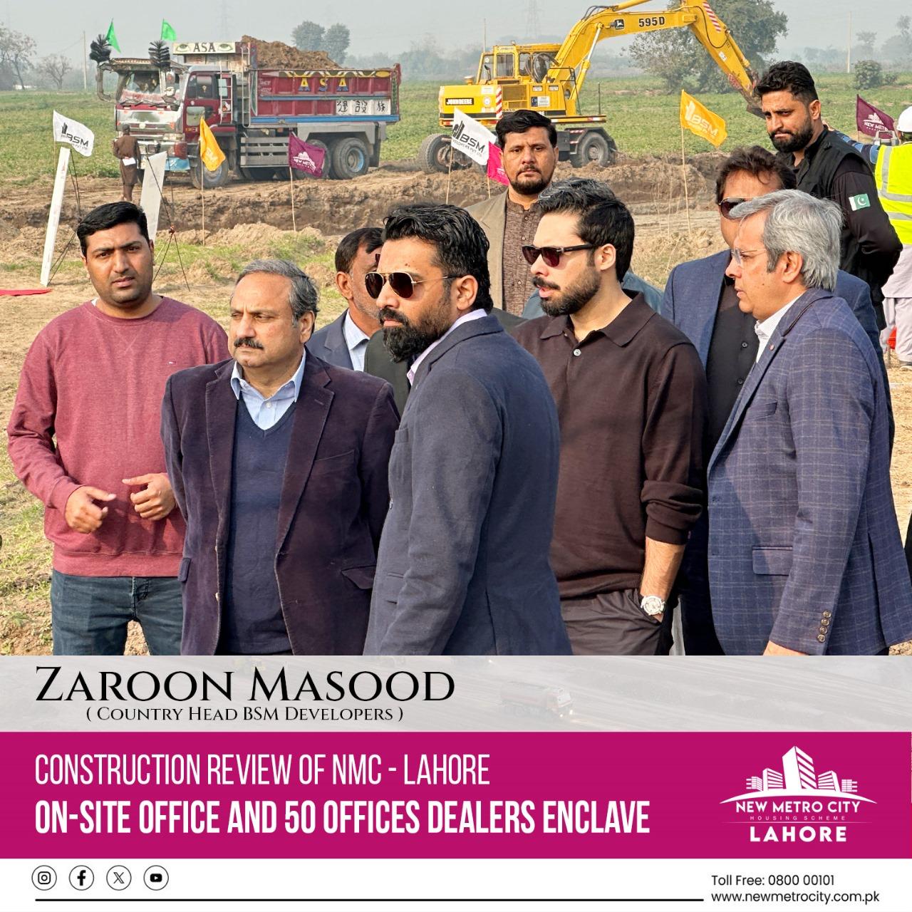 New Metro City Lahore for Progress Review of On-Site Office and 50 Offices Dealers Enclave